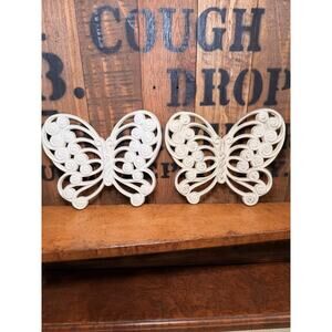 Vintage Pair Of 1970s Burwood #2146 Wall Hanging Butterfly Plaques Plastic